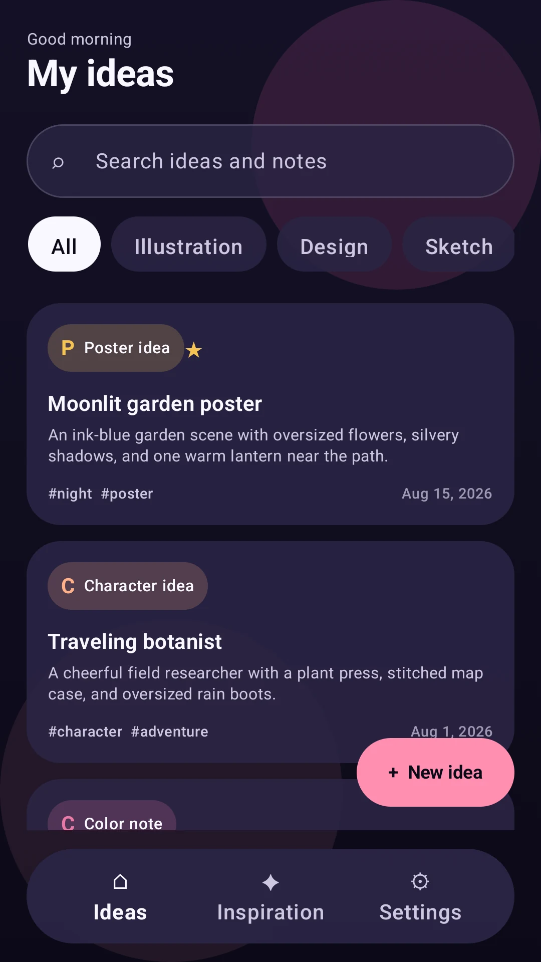 Canvas Chronicle ideas screen