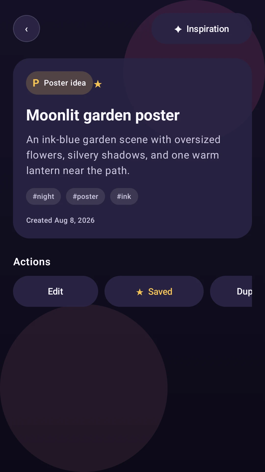 Canvas Chronicle details screen